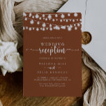 String Lights Terracotta Wedding Reception   Invitation<br><div class="desc">This string lights terracotta wedding reception invitation is perfect for a simple post elopement party. The design features beautiful hand-painted string lights in a terracotta background.

RSVP cards are sold separately,  or you can the RSVP details to the back or bottom of the card.</div>