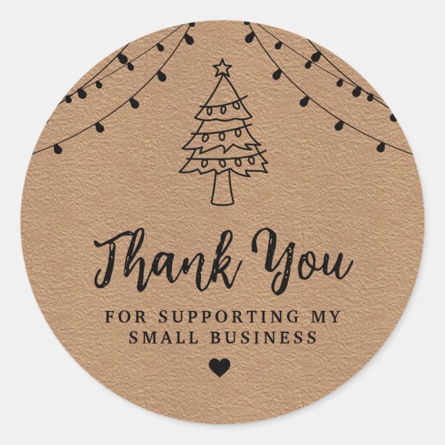 String Lights Thank you craft paper Classic Round  Classic Round Sticker (Front)