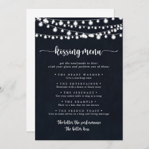 String Lights Wedding Kissing Menu Game Card