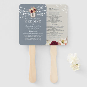 String Lights Wedding Program Hand Fan