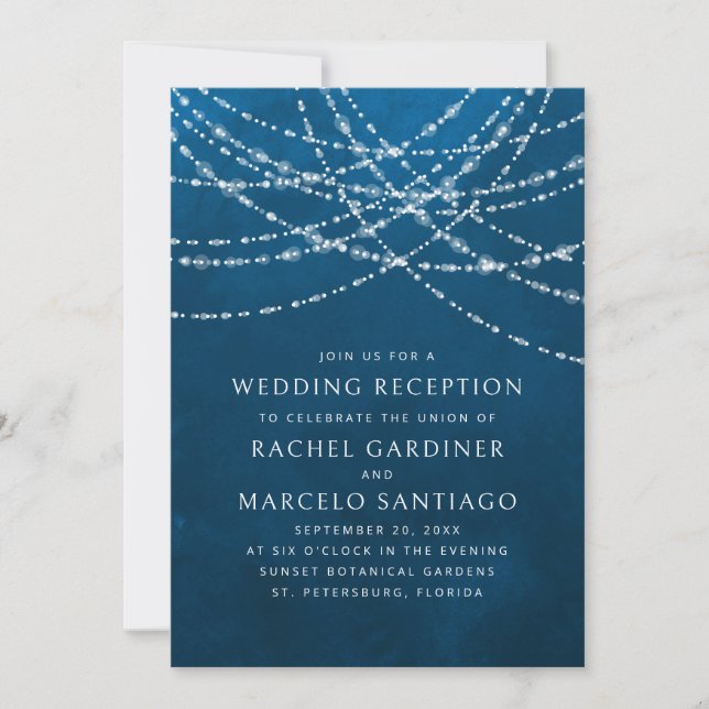 String Lights Wedding Reception Invitation (Front)