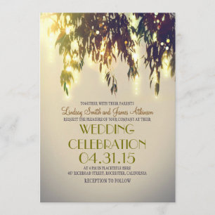 String Lights & Willow Tree Wedding Invitations