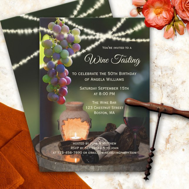 String Lights Wine Tasting Party Invitation (Creator Uploaded)