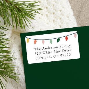 String of Christmas Light Bulbs Return Address Label