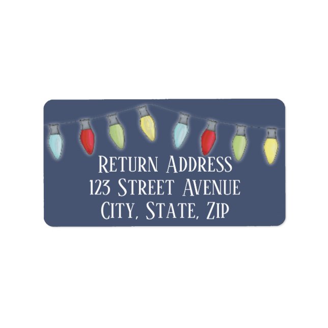 String of Christmas Lights Holiday Mailing Label (Front)