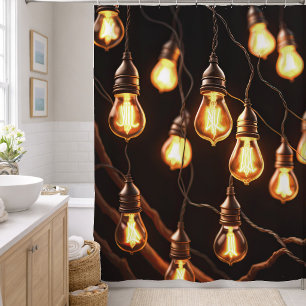 String of Edison Lights Shower Curtain