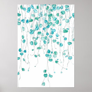string of hearts watercolor  poster