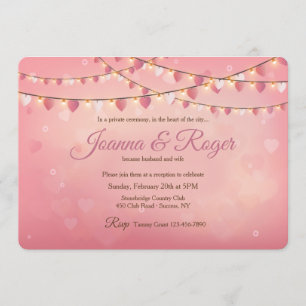 String of Lights and Hearts Reception Invitation