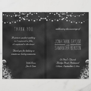 String Of Lights Black Chalkboard Wedding Programs