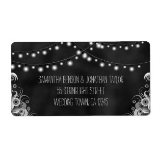 String Of Lights Chalkboard Large Wedding Labels