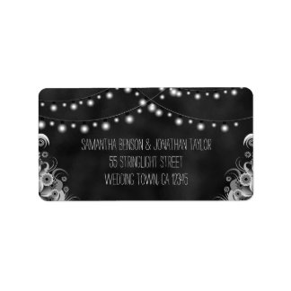 String Of Lights Chalkboard Medium Wedding Labels
