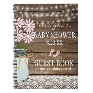 String Of Lights Country Baby Shower Guestbook Spiral Notebook