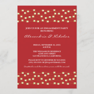 String of Lights Engagement Party Invitation (red)