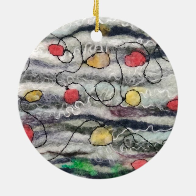 String of lights felted fibre round ornament (Back)