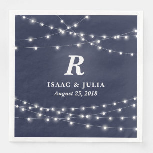 String of Lights Monogram Personalised Wedding Day Napkin