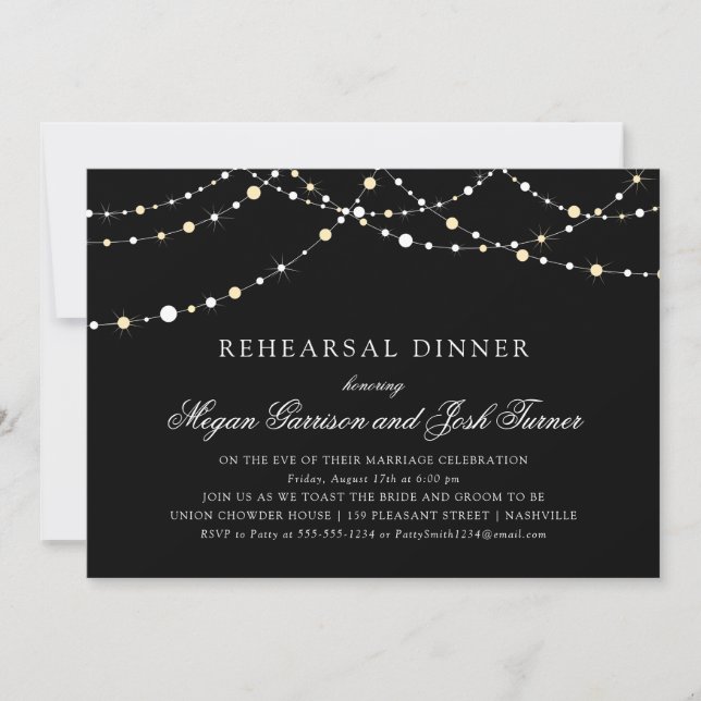String of Lights Rehearsal Dinner Invitation (Front)