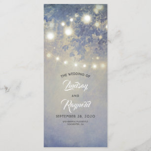 String of Lights Rustic Dusty Blue Wedding Program Programme