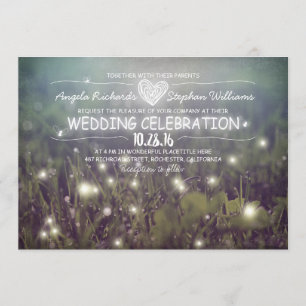string of lights rustic wedding invitation
