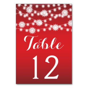 String of lights, snowflake wedding table number