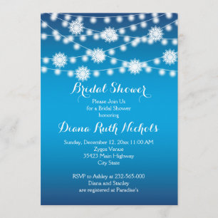 String of lights snowflakes wedding bridal shower invitation