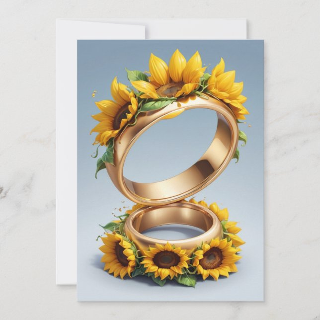 string of lights sunflower wedding invitations (Front)