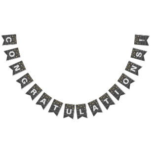 string of party lights on black wood bunting 