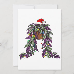String of Pearls Hanging Plant Santa Hat Christmas Card
