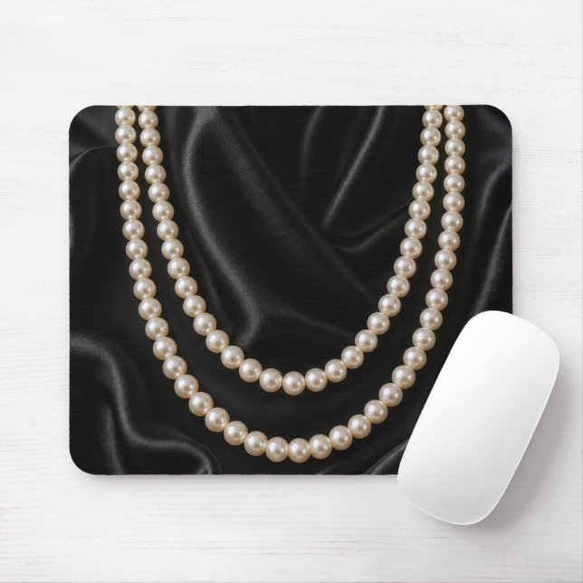 String of Pearls on Black Silk Mouse Pad (With Mouse)