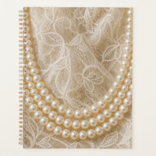 String of Pearls on Ivory Lace Planner