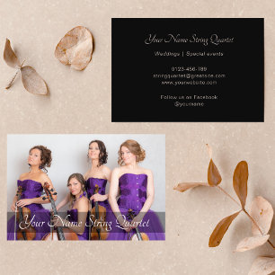 String Quartet Photo Template Musician Black Business Card
