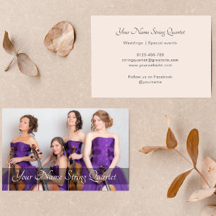 String Quartet Photo Template Musician Blush Pink Business Card