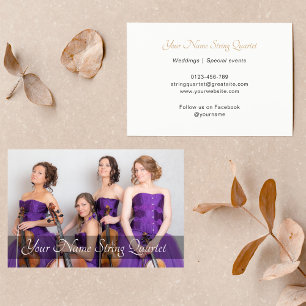 String Quartet Photo Template Musician White Business Card