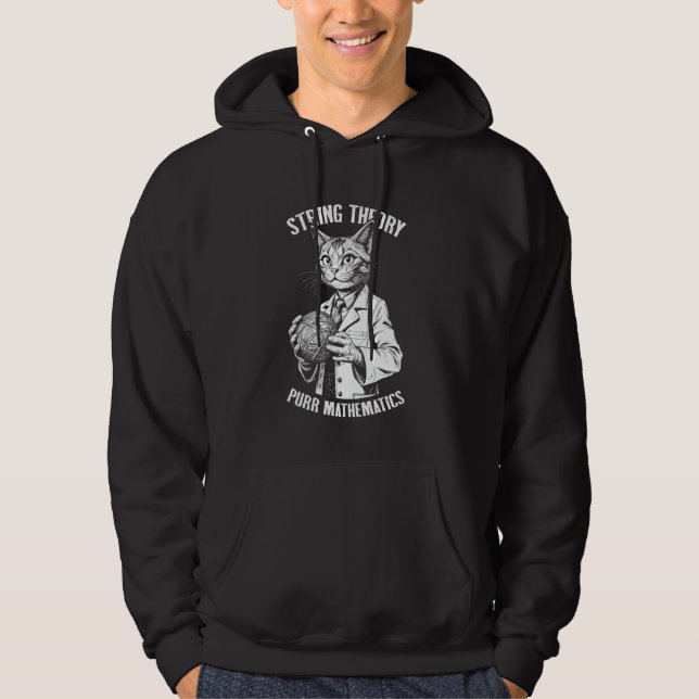 String Theory Cat Funny Physics Mathematics Scient Hoodie (Front)