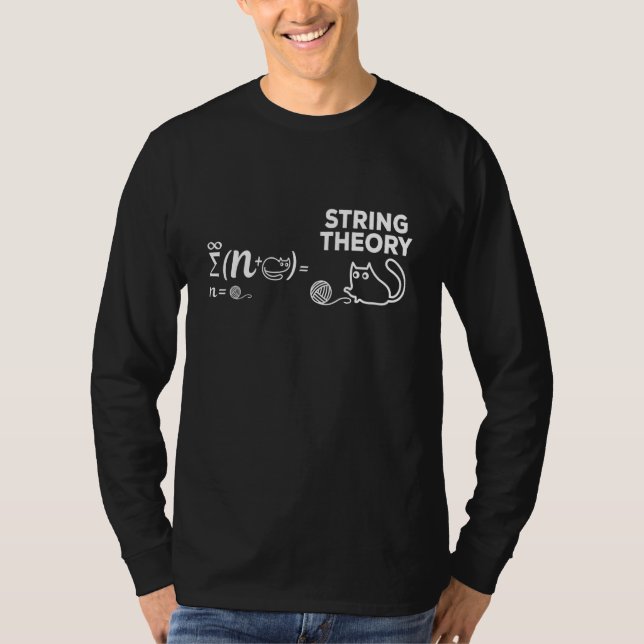 String Theory Equation Cat  Physics Enthusiast Sci T-Shirt (Front)