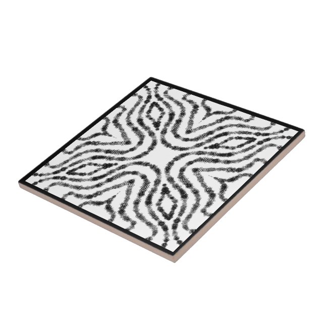Stringed Black Spotted Boxes On White Modern Art Tile (Side)
