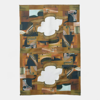 Stringed Instrument Patchwork Look Collage Tea Towel
