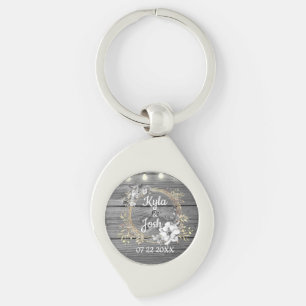 Stringed Lights Wreath Rustic Wedding Key Ring