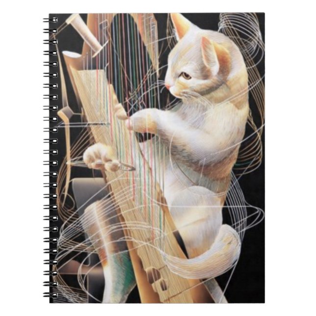 Strings of Imagination – Surreal Cat Notebook (Front)