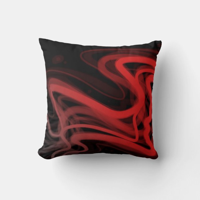 Stringy Red Abstract Cushion (Front)