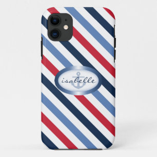 Stripe and Anchor Personalised Nautical Pattern Case-Mate iPhone Case