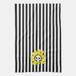 STRIPE ANY COLOR! Skull Sunflower Tea Towel