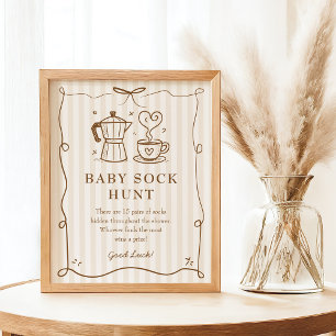 Stripe Baby is Brewing Coffee Baby Sock Hunt Sign