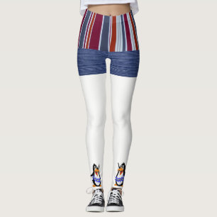 Stripe Blue Penguin Leggings 