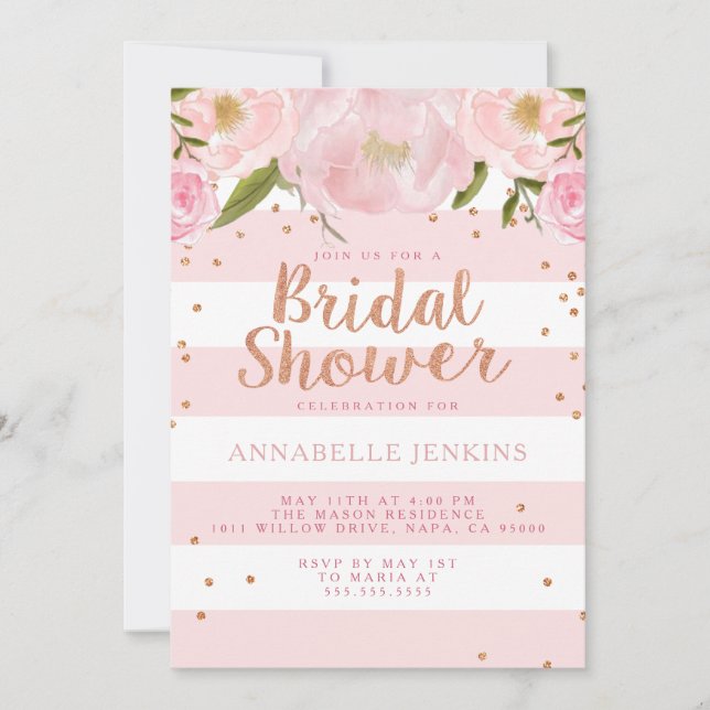 Stripe Bridal Shower Party Invitation (Front)