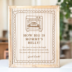 Stripe Bun in the Oven Baby Shower Belly Sign