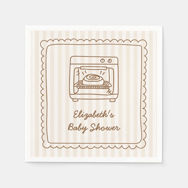Stripe Bun in the Oven Baby Shower Napkin (Front)