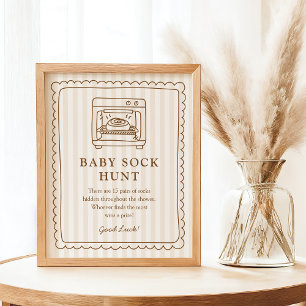 Stripe Bun in the Oven Baby Sock Hunt Sign