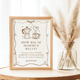 Stripe Coffee Baby Shower Belly Sign