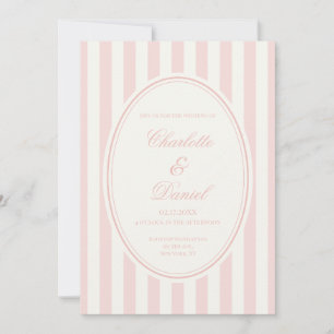Stripe Custom Pastel Pink Wedding Invitation