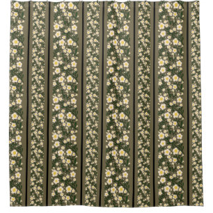 Stripe Dainty Flowers Dusty Fawn Background Shower Curtain